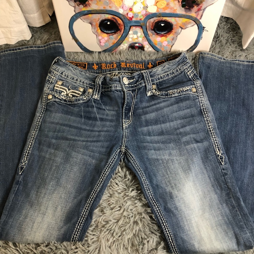 Rock Revival Abbie Boot Denim Blue Jeans Women’s 29 Medium Wash 31 inseam